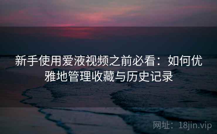 新手使用爱液视频之前必看：如何优雅地管理收藏与历史记录