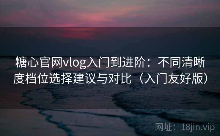 糖心官网vlog入门到进阶：不同清晰度档位选择建议与对比（入门友好版）